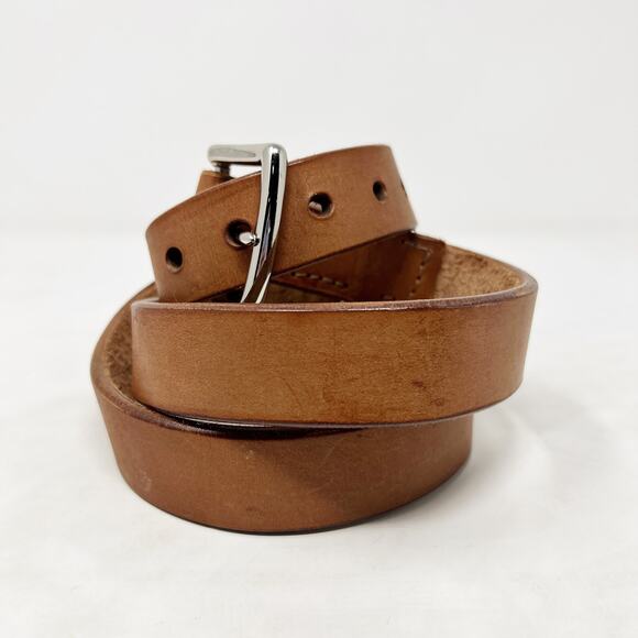 [Vintage] Jon Coloma Brown Tan Genuine Leather Belt Size Large L - Picture 2 of 5